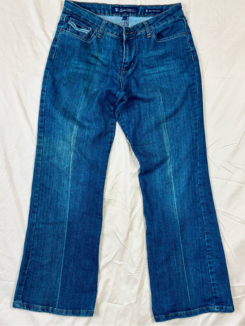 Salt Works NYC Jeans Womens Size 8P Petite Medium Rise Flare Leg Blue Denim Y2K⁠